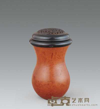 清中期 烫花蝈蝈葫芦 高12cm